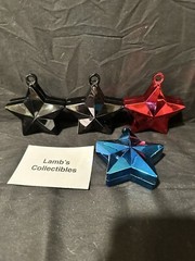 Star Shaped Balloon Weights 5.5oz ea lot of 4 – 2 Black, One Red, One Blue Party