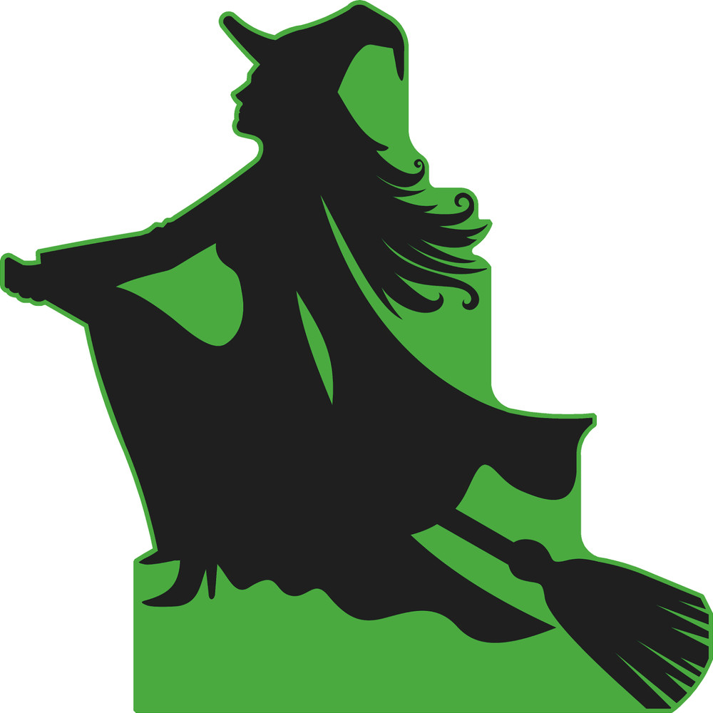 SP13359 Wicked Witch Riding Broomstick Silhouette Cardboard Cutout Standee Stand