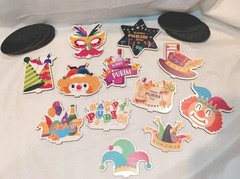 Purim Multicolor Cartoon Clown Mask Hat Die Cut Shapes Table Decorations