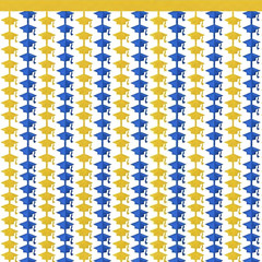 Graduation Decoration 2026 – Blue Gold Graduation Cap Tinsel Streamers Backdrop
