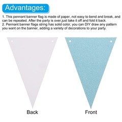 5 Pcs 10 Feet Light Blue Pennant Banner Flags String Triangle Hanging Triangl…