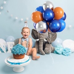 Blue Orange Space Balloons, 55 Pcs Set – Natural Latex Navy Blue and Orange