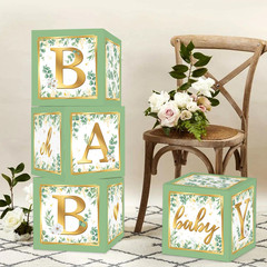 Sage Green Baby Boxes Eucalyptus Safari Baby Shower Decorations 4PCS Eucalyptus