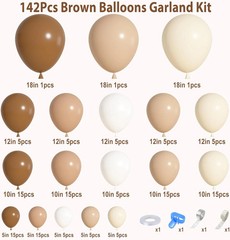 142Pcs Brown Balloons Garland Arch Kit Nude Coffee Brown Boho Blush Tan Neutral