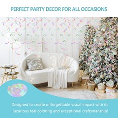 30 PCS Iridescent Hanging Swirls Party Decorations Extra Long Double Ceiling