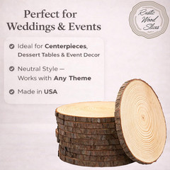 Set of (10) Medium 9-11″ Wood Slices for Centerpieces! Wedding and Baby Shower C