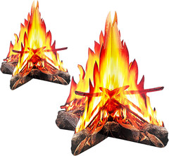 2 Sets Fire Fake Flame Paper, 12 Inch 3D Tall Artificial Fire Fake Flame Paper,