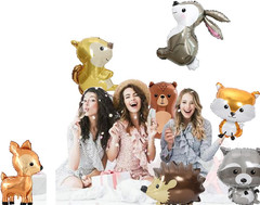7PCS Forest Animal Balloons – Jumbo Bunny Squirrel Hedgehog Raccoon for Woodlan