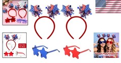 Festive 4 PCS Independence Day Accessories – Comfortable Headbands & Sunglasses