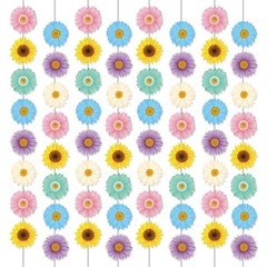 12 Packs Spring Sun Flowers Banners Sunflower Garland Kit Flower Hanging Swirl..