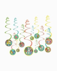 Spiral Decorations – 5″ (12 Pcs) – Multicolor Cardstock & Foil Hanging Decors fo