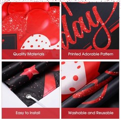 Happy Birthday Backdrop Banner Sign Poster Large Fabric Glitter Balloon Firework