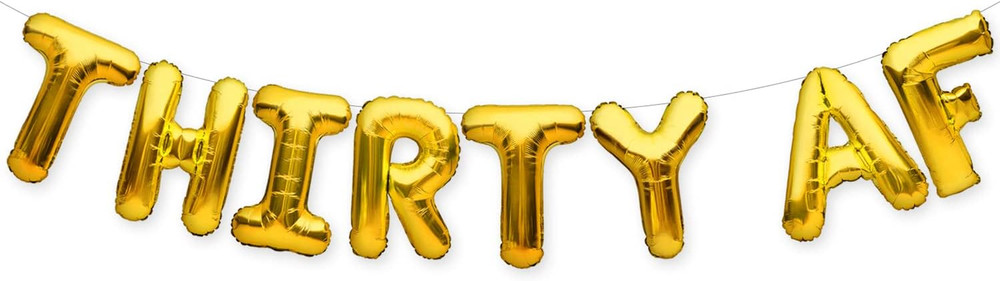 THIRTY AF Balloons Banner Gold 30Th Birthday Party Decorations Sign