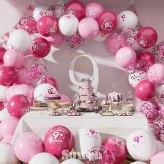 th Anniversary Balloons 38PCS 12Inch Latex Number Printed Balloons 1 9 Pink