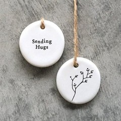 Mini Porcelain Hanging Tag – Sending Hugs Tag – East Of India