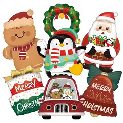 7 Pcs Christmas Foil Balloons Xmas Santa Gingerbread Snowman Penguin Mylar Ba…