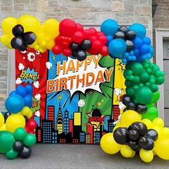 Cartoon Super hero Backdrop Banner Birthday Party Photo Background Decorations