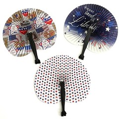 3 Pack Mini July 4th Patriotic Foldable Paper Folding Accordion Hand Fans
