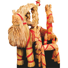 SP13179 Yule Pagan Straw Goat Family German Christmas New Year Cardboard Cutout
