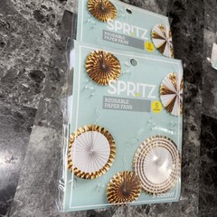 2 Kits -Spritz Reusable Paper Fans 5 Count- New