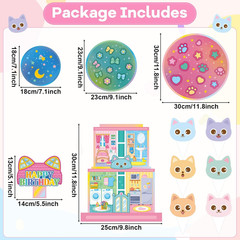 19Pcs Cartoon Cat Cupcake Stand Cat Party Decor Cute Cats Cake Toppers Doll Them