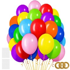 12 Inch Pearlescent Assorted Color Latex Balloons 100 Pack with 3x10m Ribbons…