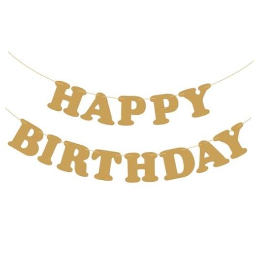 Happy Birthday Banner Birthday Sign Backdrop Party Supplies for Kids Boys Gold