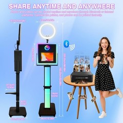 Portable iPad Photo Booth Machine Stand 2‑in‑1 for iPad & DSLR Camera for Party