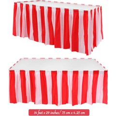 Red and White Striped Table Skirt Carnival Theme Table Skirts for Circus Carn…