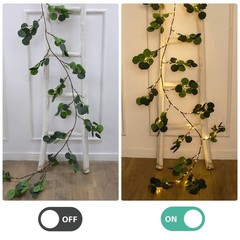 Lighted Eucalyptus Garland Battery Operated with Timer – 6.56Ft 96 Artificial…