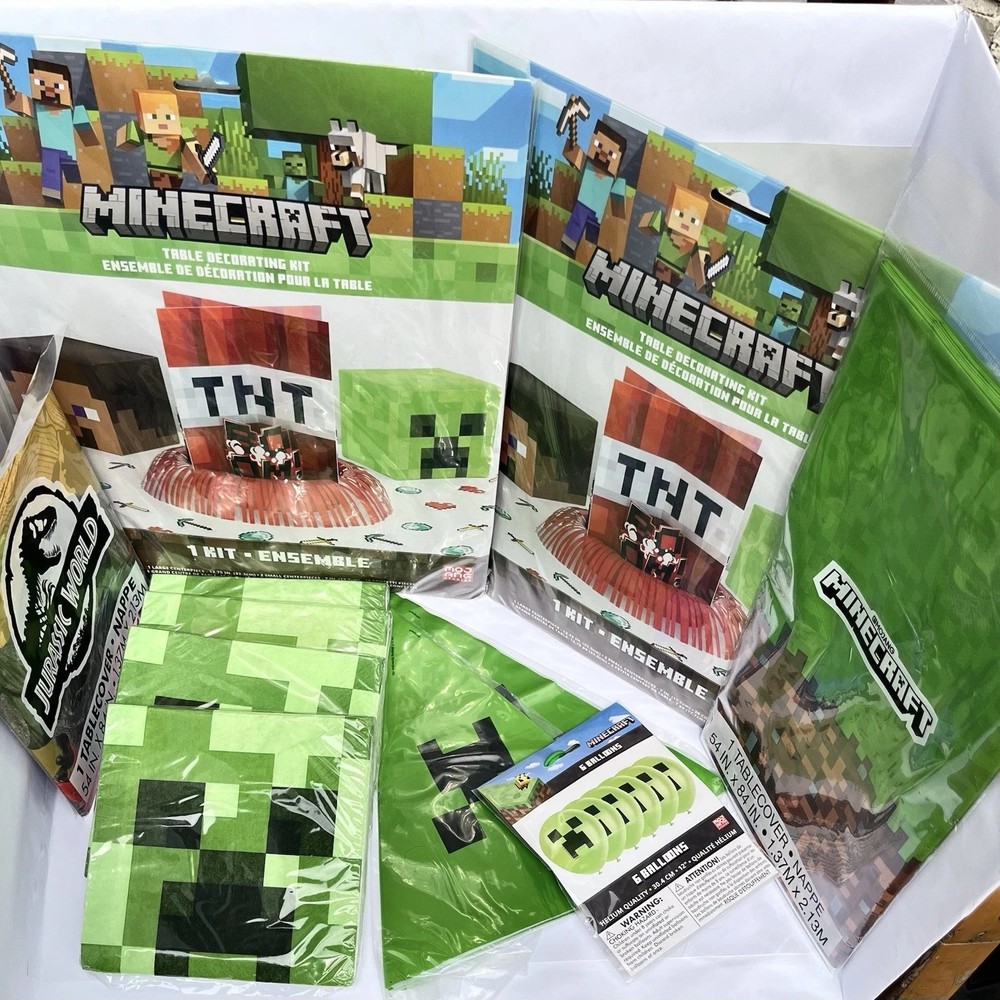 Minecraft Birthday Party Supplies Bundle TNT Creeper Table Cover Banner Napkins