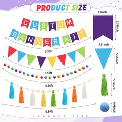139 Pcs Felt DIY Custom Banner Kit Include 104 Letters 18 Swallowtail Flags 1…