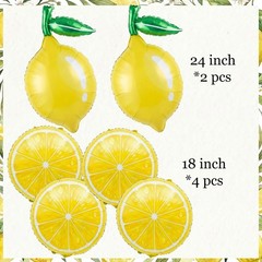 Lemon foil Balloons Summer lemonade with leaves Balloons for Fruit theme she …