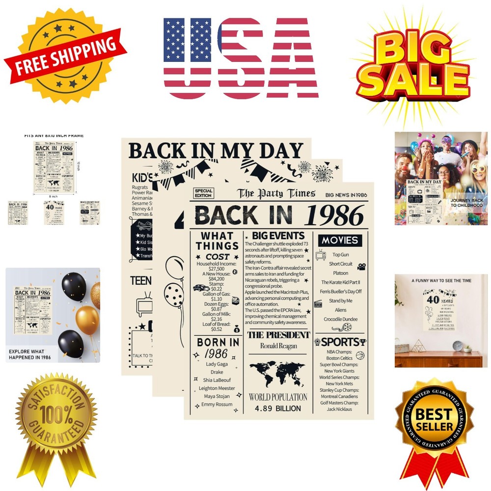 40th Birthday Decorations for Men and Women, 3 Pieces Vintage 40 Birthday An…