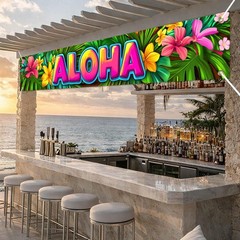 Aloha Backdrop Banner Hello Summer Hawaiian Tropical Theme Supplies Outdoor B…