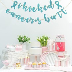 I Kicked Cancer’s Butt Banner, Beat Cancer, A New Beginning, Free Sky Blue