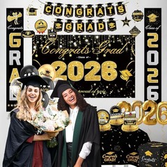 Graduation Decorations 2026 Party Supplies Banner Balloons Tablecloths