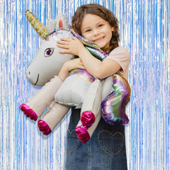 2 Pack Iridescent Party Backdrop Decorations Tinsel Curtain Birthday Decorations