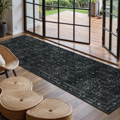 LEEVAN 2.6×8 Black Distressed Runners for 2.5’x8′, Ancient