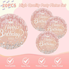 41Pcs Rose Gold Birthday Party Decorations – Pink Rose Gold Theme Supplies – Inc