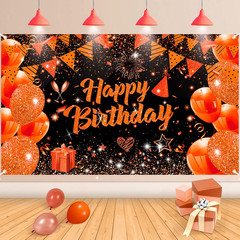 Orange Birthday Banner Decorations Large Orange Black Happy Birthday Banner Deco