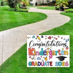 Personalized Kindergarten Graduation Yard Sign w Free Stakes Free Shipping