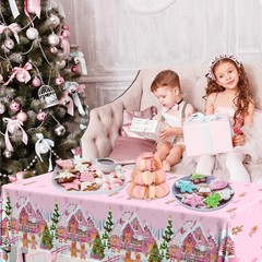 3 Pack Gingerbread Christmas Tablecloths 70.8″x42.5″ Disposable Party Decor