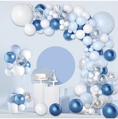 Blue Balloon Kit Blue White Chrome Confetti Luxury Party Decor