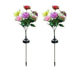 For Outdoor Solar Carnation Garden Lights IP65 Waterproof LED Stakes 2pcs