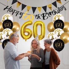 60th Birthday Decorations, Black Gold 60th Birthday Party Decoration for Men …