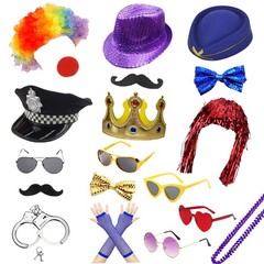 21 Pcs Funny Party Photo Booth Props Set for Adults Assorted Dress Up Costume…