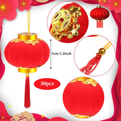 30 Pack Red Chinese Mini Lanterns Decorative Lucky Hanging Lanterns Decoration