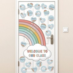 Boho Rainbow Bulletin Board Decorations Set, Boho Classroom Door Decor, Color…