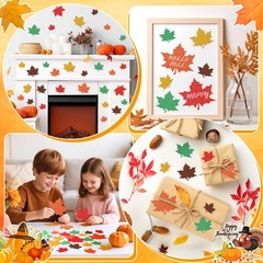90 PCS Fall Maple Leaves Printed Glitter Paper Leaf Cutouts Bulletin Board